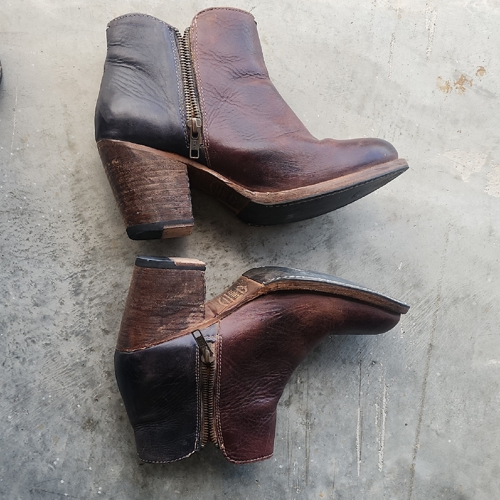 Bed Stu Yell Two-Tones Black-Brown Leather Ankle Boots - Picture 7 of 13
